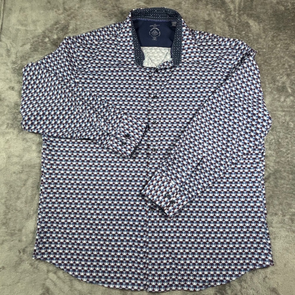 Con.Struct Slim Fit Shirt XXL Navy Geometric Triangle 4-Way Stretch Performance